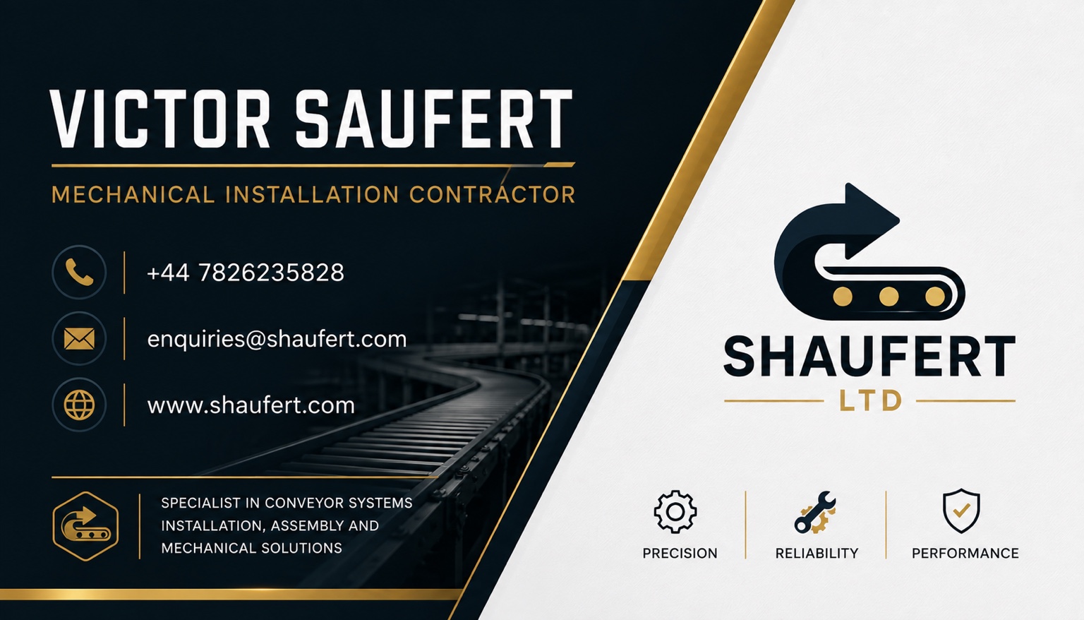 Shaufert Ltd — conveyor-arrow logo